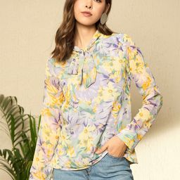 Berrylush Women Floral Printed Tie-Up Neck Top-image-71