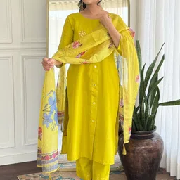KALINI Women Embroidered Kurta with Trousers & Dupatta-image-45