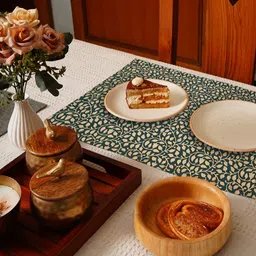 Ratan Cart Green 6 Pieces Floral Printed Rectangle Shaped Cotton Table Placemats-image-61