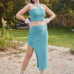 MILOST Western Collection Textured Halter Neck Top With Skirt-picture-44