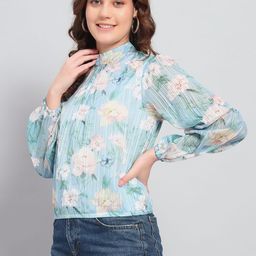 DressBerry Floral Print Puff Sleeve Chiffon Top-picture-49
