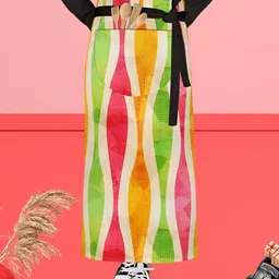 ArtzFolio Green & Pink Printed Pure Cotton Waist Apron-23