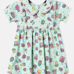 Nauti Nati Girls Printed Cotton Peter Pan Collar Fit & Flare Dress-picture-32
