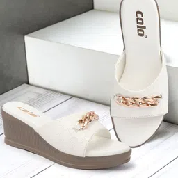 Colo Women Solid Wedge Heel Sandals with Western - Embellished-10