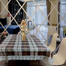 KANUSHI INDUSTRIES Brown Geometric Printed Waterproof 6-Seater Table Cover-57