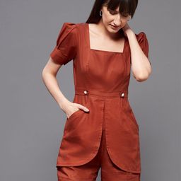 Miss Chase Square Neck Pleated Sleeve Playsuit-picture-29