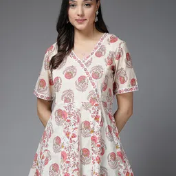 House Of Zelena Print Cotton Wrap Longline Top-image-56