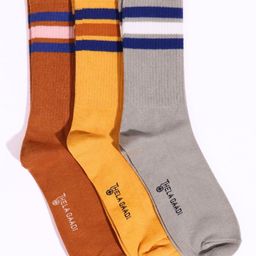 Thela Gaadi Unisex Pack Of 3 Calf Length Stripes Socks-27