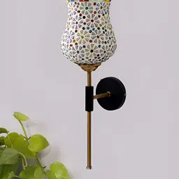 Devansh White & Red Metal Traditional Wall Lamp-5