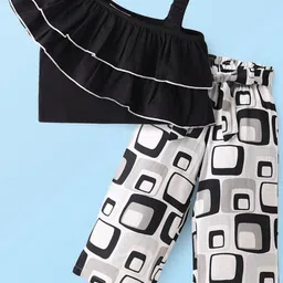 CrayonFlakes Girls Frilled One Shoulder Pure Cotton Frilled Crop Top With Palazzo-picture-44