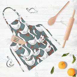 ArtzFolio Green & White Printed Cotton Aprons-94
