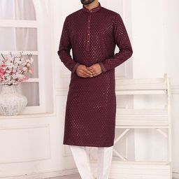 Arihant Rai Sinha Geometric Embroidered Sequinned Pure Silk Straight Kurta With Trousers-picture-41