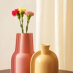 PUREZENTO 2Pcs Pink & Yellow Ceramic Vases-image-6