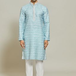 Arihant Rai Sinha Geometric Printed Mandarin Collar Straight Kurta With Trousers-picture-11