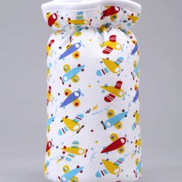 Babyhug Feeding Bottle Cotton Cover With Elastic Neck Aeroplane Print Large - White-23