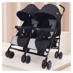 R for Rabbit Ginny & Johnny Twin Stroller - Black Grey-picture-41