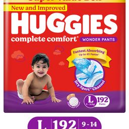 Huggies Complete Comfort Wonder Pants, India's Fastest Absorbing Diaper | L Size, 192 Diapers-picture-20