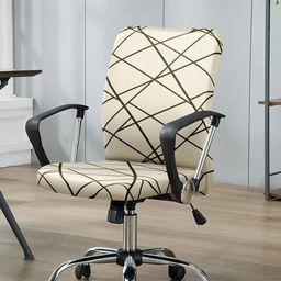 HOUSE OF QUIRK Beige & Black Durable Zipper Printed Chair Covers-picture-39