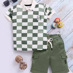 Toonyport Boys Checked Shirt Collar Pure Cotton T-shirt With Shorts-image-17