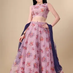 F Plus Fashion Girls Grey Net Semi-Stitched Lehenga Choli-image-30