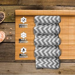 HOUSSE Grey & White 4 Pcs Zig Zag Microfiber 350GSM Ultra Absorbent Quick Dry Face Towels-20