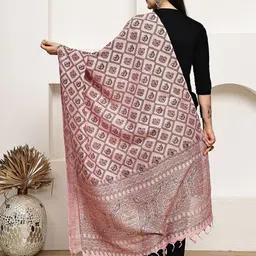 LOOM LEGACY Printed Block Print Khadi Cotton Dupatta image 2