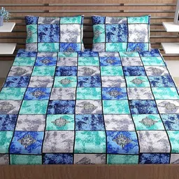 METRO LIVING Blue & Grey Printed Microfiber 125 TC Queen Bedsheet Set 2.35 m x 2.10 m-6