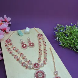 VATSALYA creation Alloy Gold- plated Purple Jewellery Set-48