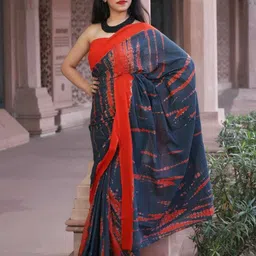Craft Musium Tie and Dye Pure Cotton Saree with Unstitched Blouse Piece-picture-11
