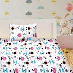 Myntra Elegant Homes Pink & White Ethnic Motifs 210 TC Single Bedsheet with 1 Pillow Covers-image-15