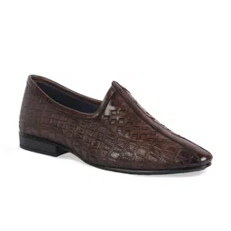FAUSTO Men Woven Design Pointed Toe Mojaris-3