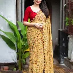 V3 FASHION STUDIO Ethnic Motifs Printed Pure Georgette Saree-picture-23