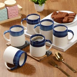 Myntra Elegant Homes Blue & White Solid Ceramic Glossy Mugs Set of Cups and Mugs-27