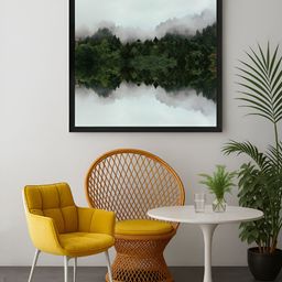 999Store Grey & Off White Forest Reflection Printed Canvas Wall Art-19