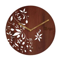12 fox Coffee Brown Wooden Analogue Wall Clock-16