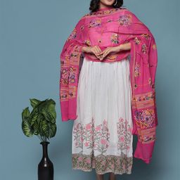 Bohekant Embroidered Foil Print Dupatta with Thread Work-25