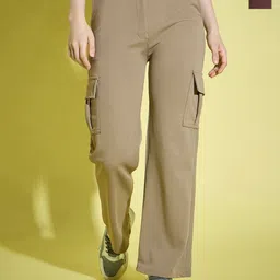 DIMPY GARMENTS Women Relaxed High-Rise Cargos Trousers-image-98