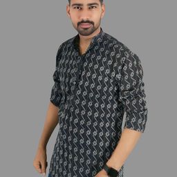LADSLOOM Men Ethnic Motifs Printed Thread Work Kurta image 3