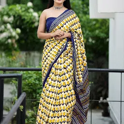 Munir Women Floral Pure Cotton Designer Bagru Saree-picture-18