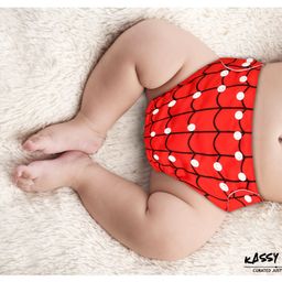 Kassy Pop Reusable Diaper Cover With Cotton Insert Checked - Red image 2