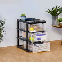 RUBOXA Transparent & Black 3-Layer Collapsible Multipurpose Organiser-8