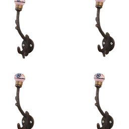 Indianshelf Pink & Brown 4 Pieces Printed Wall Hooks-26