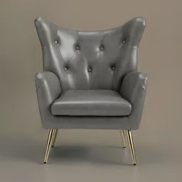 nestroots Extravagant Grey & Gold Toned Wooden Lounge Chair-image-85
