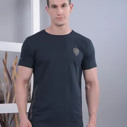 COBB Men Solid Round Neck Cotton Slim Fit T-shirt-image-80