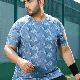 Instafab Plus Abstract Printed Round Neck Short Sleeves Regular Fit Sports T-Shirt-image-82