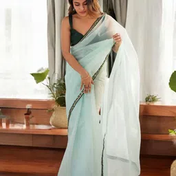 all about you Sequinned Border Organza Saree-16