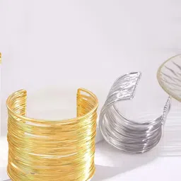 MANSIYAORANGE Set Of 2 Gold-Plated Adjustable Cuff Bracelet-picture-15