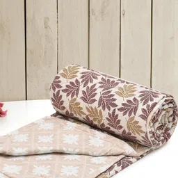 RRC Brown & Cream-Coloured Floral Printed Microfiber AC Room Single Bed Dohar-picture-21