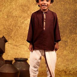 MIRALI Boys Band Collar Pure Cotton Kurta With Dhoti Pant-image-9
