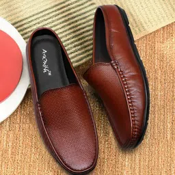 ARAMISH Men Perforations Leather Loafers-image-47